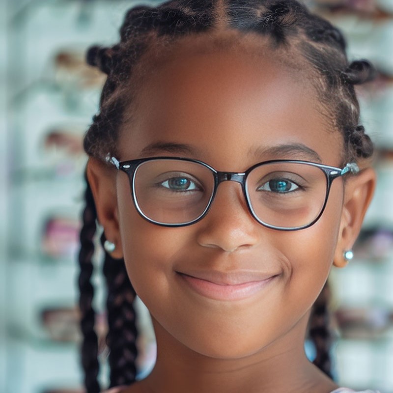 Little girl wearing eyeglasses